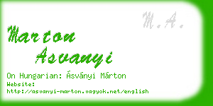 marton asvanyi business card
